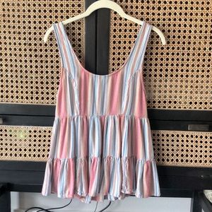 American Eagle Tiered Tank Top-Striped